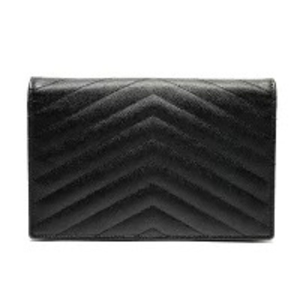 Yves Saint Laurent Cassandra Leather V Stitch Chain Wallet Shoulder Bag Black - Picture 3 of 13